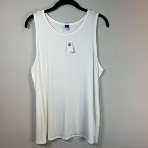 Old Navy Women's Luxe Sleeveless Top Shirt White Rayon Round Neck Tank Top Large